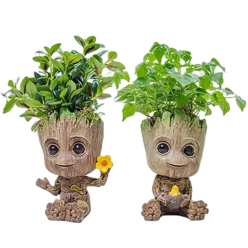 Figura decorativa de Groot (estilo dibujos animados) de 5 cm; adorno de escritorio tipo "hombre árbol" para oficina o decoración del hogar.