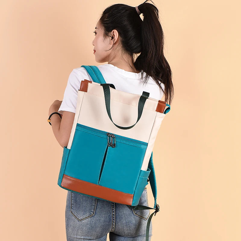 Nueva mochila impermeable de tela Oxford para mujer, modelo grande