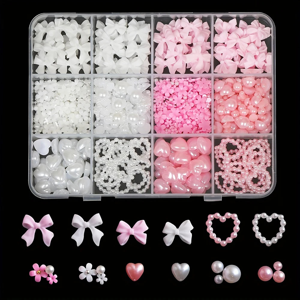 Kit de decoración de uñas 3D de 500 piezas con lazos de resina
