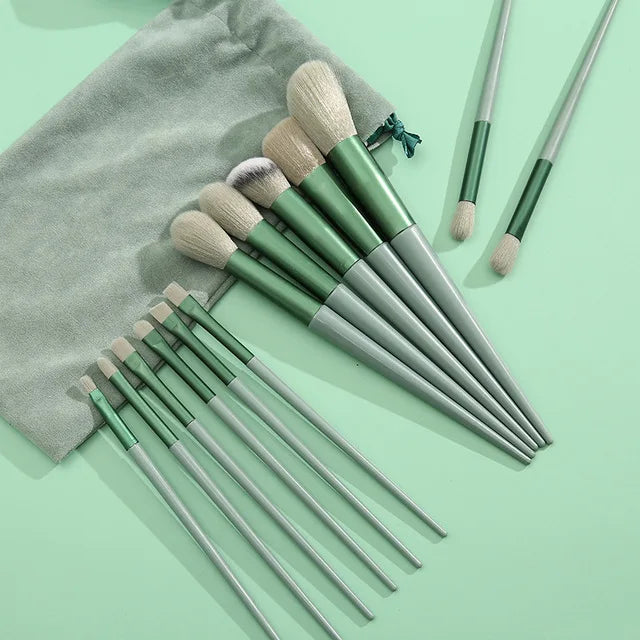 Juego de 13 Uds de brochas de maquillaje, base para sombra de ojos, brocha cosmética para mujer, sombra de ojos, colorete, bolsa de herramientas de maquillaje suave de belleza
