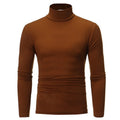 Camiseta térmica de manga larga para hombre: cuello alto, ajuste entallado y tejido fino; ideal para otoño e invierno.