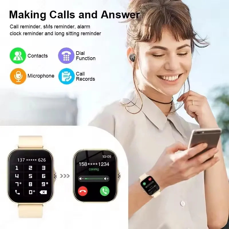 Smartwatch Deportivo con llamadas Bluetooth, Monitor de Salud y Notificaciones.