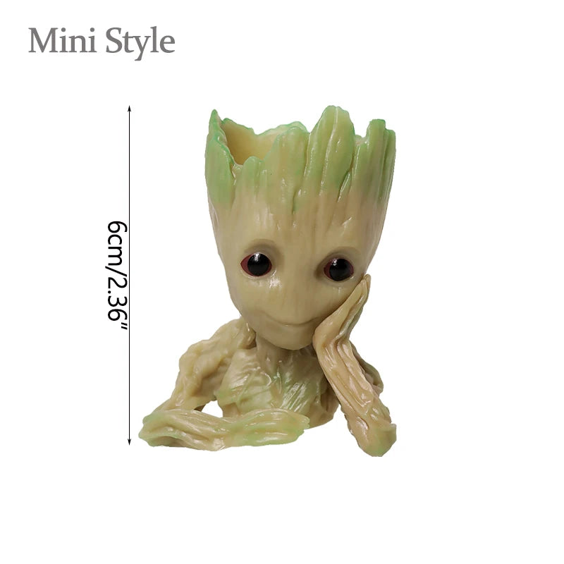 Figura decorativa de Groot (estilo dibujos animados) de 5 cm; adorno de escritorio tipo "hombre árbol" para oficina o decoración del hogar.