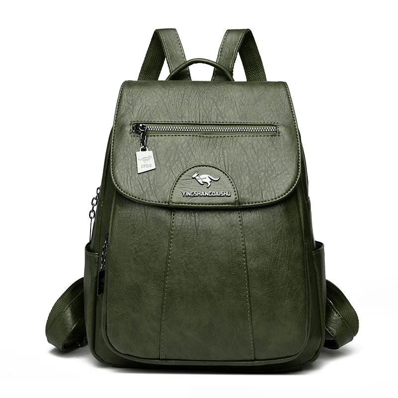 Mochila de mujer de cuero suave, estilo vintage, disponible en 5 colores