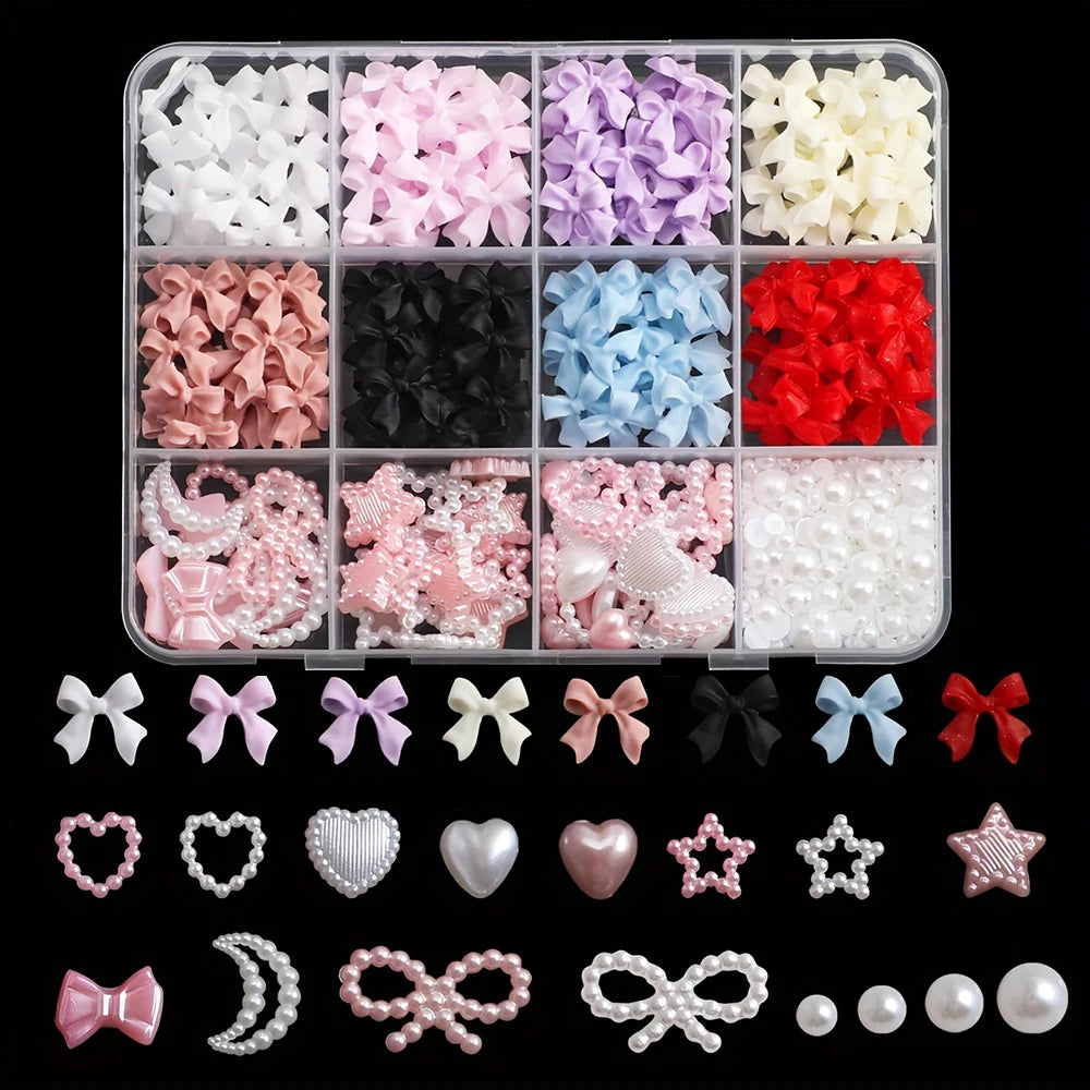Kit de decoración de uñas 3D de 500 piezas con lazos de resina