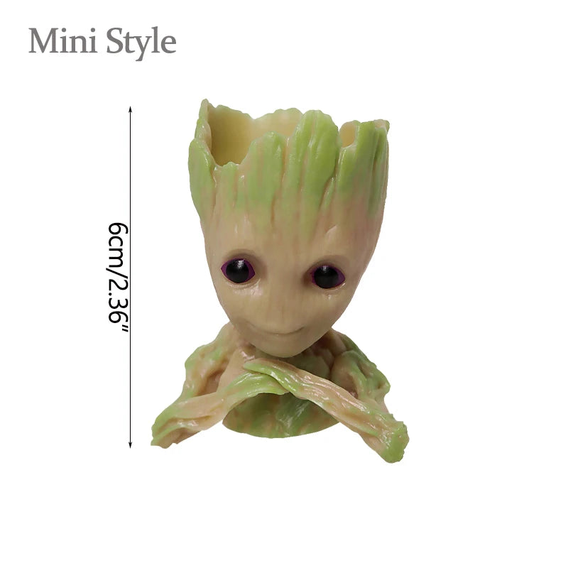 Figura decorativa de Groot (estilo dibujos animados) de 5 cm; adorno de escritorio tipo "hombre árbol" para oficina o decoración del hogar.
