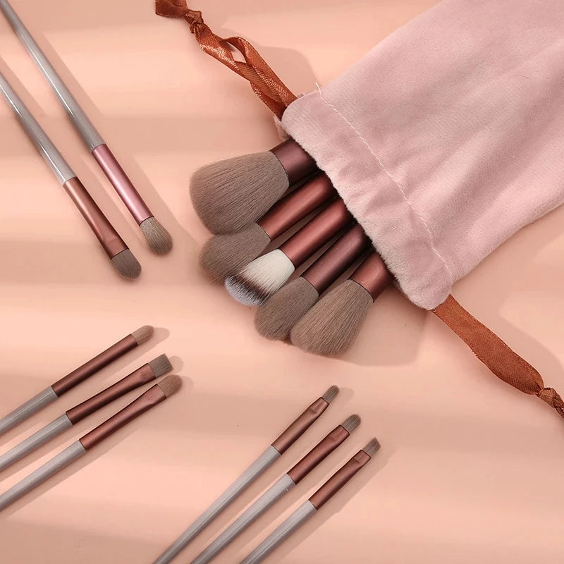 Juego de 13 Uds de brochas de maquillaje, base para sombra de ojos, brocha cosmética para mujer, sombra de ojos, colorete, bolsa de herramientas de maquillaje suave de belleza