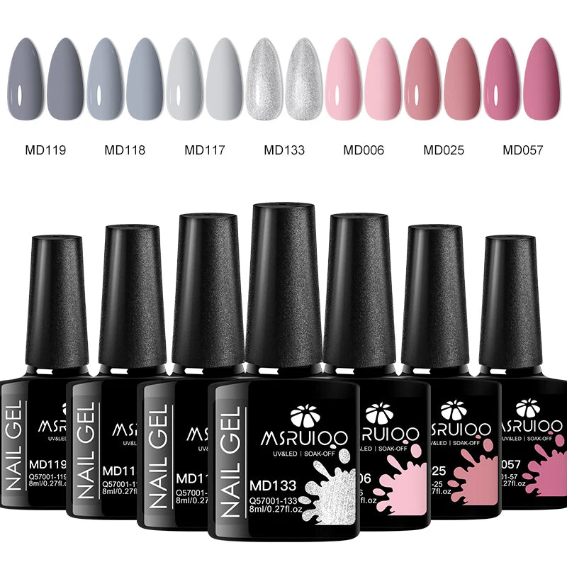 Set de 7 esmaltes de gel para uñas: kit completo para manicura