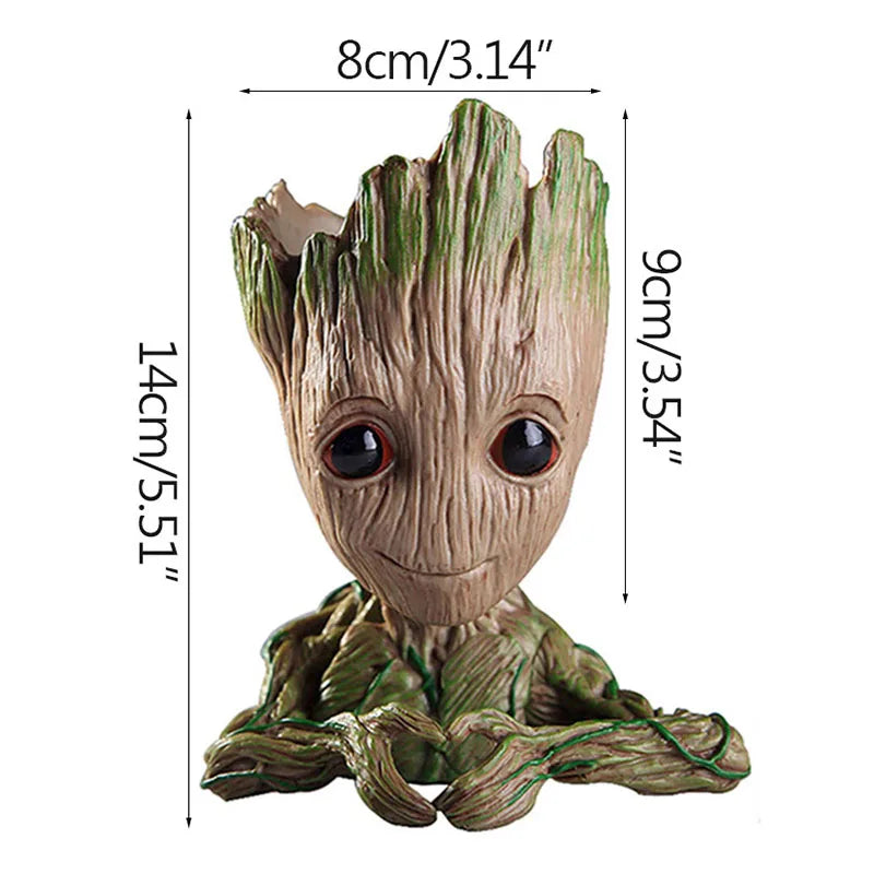 Figura decorativa de Groot (estilo dibujos animados) de 5 cm; adorno de escritorio tipo "hombre árbol" para oficina o decoración del hogar.