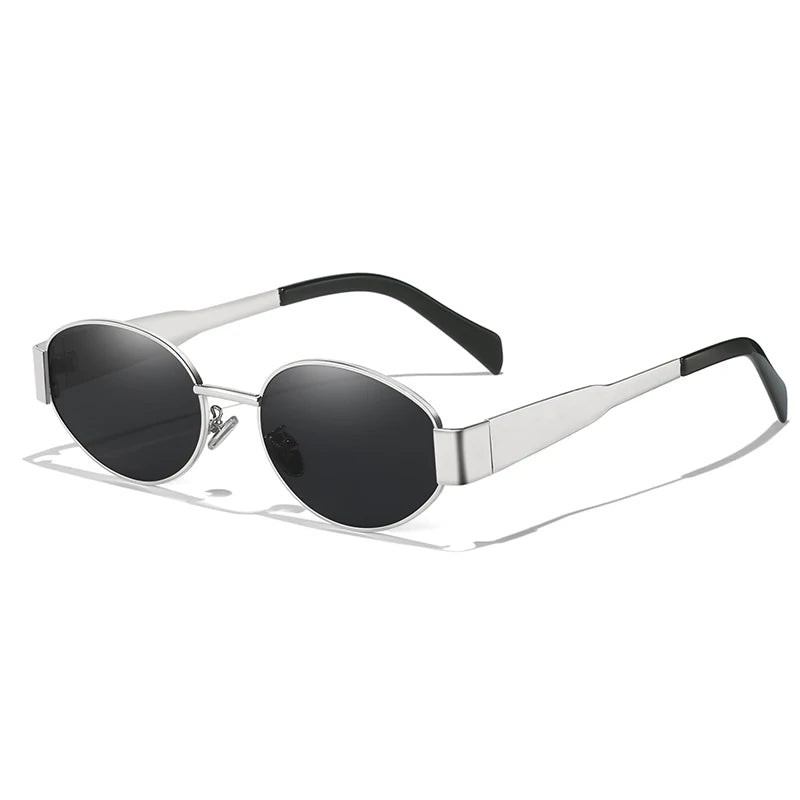 Nuevas gafas de sol para mujer y hombre con montura ovalada de aleación