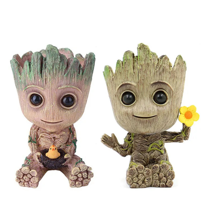Figura decorativa de Groot (estilo dibujos animados) de 5 cm; adorno de escritorio tipo "hombre árbol" para oficina o decoración del hogar.