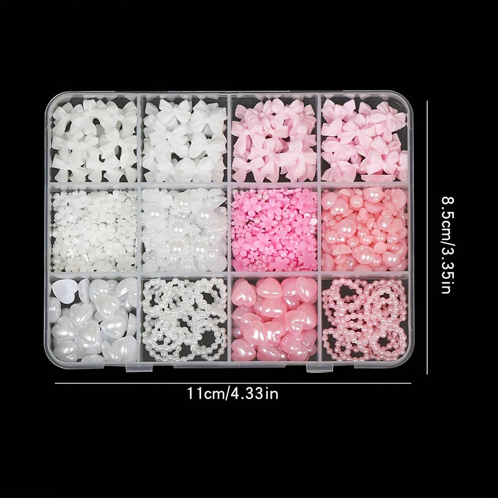 Kit de decoración de uñas 3D de 500 piezas con lazos de resina