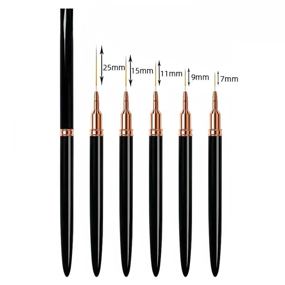 Juego de 5 pinceles alargados para decoración de uñas (nail art)