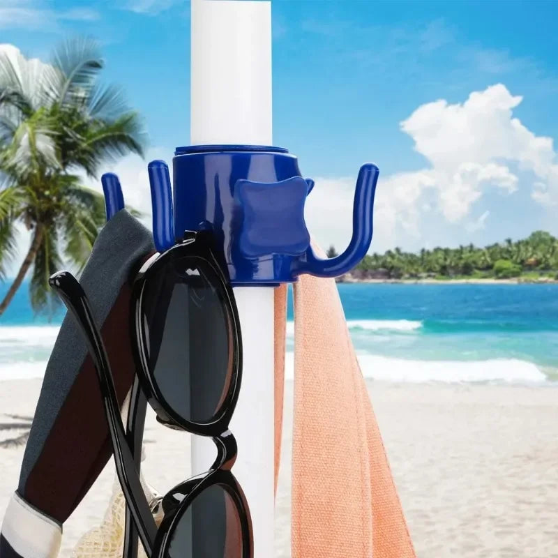 Gancho colgante para sombrilla de playa, gancho de plástico de 4 brazos para colgar toallas, sombreros, ropa, cámaras, gafas de sol y bolsos.