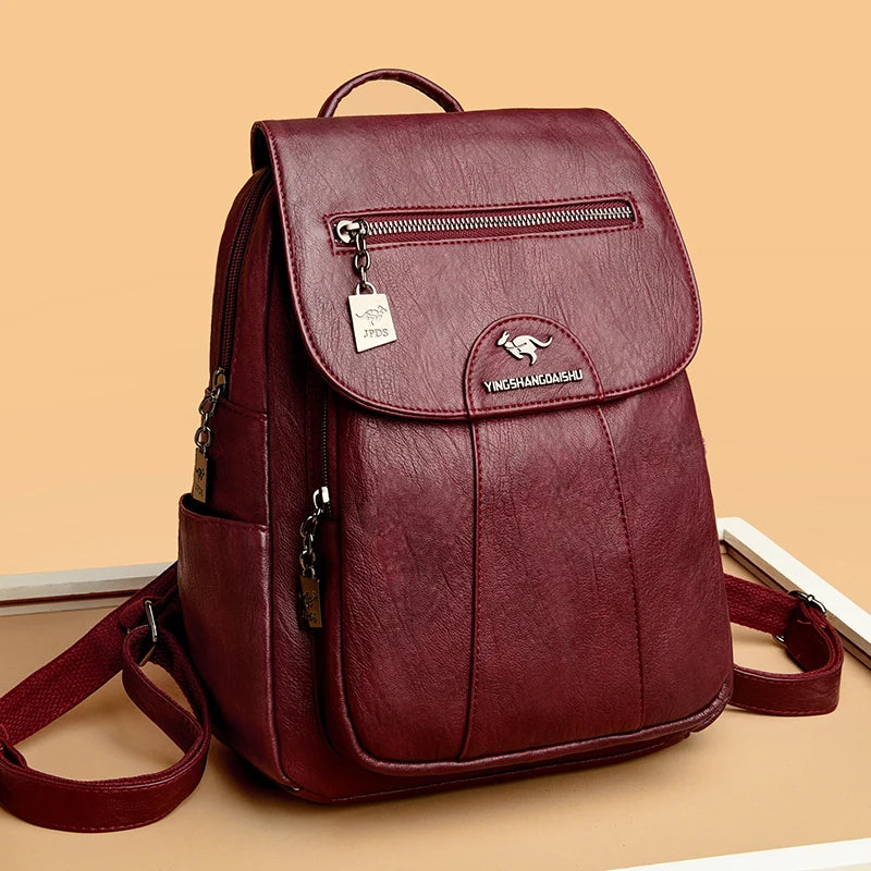 Mochila de mujer de cuero suave, estilo vintage, disponible en 5 colores