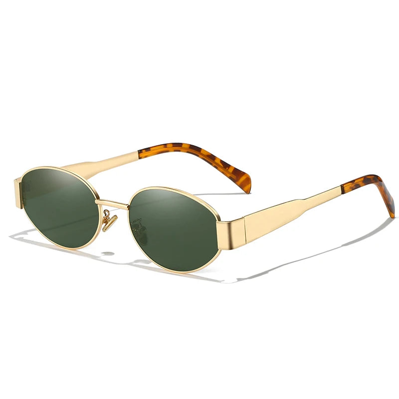 Nuevas gafas de sol para mujer y hombre con montura ovalada de aleación