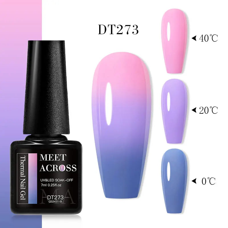 MEET ACROSS – Esmalte de uñas en gel térmico (cambia de color según la temperatura)