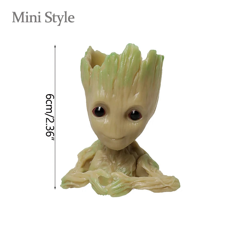Figura decorativa de Groot (estilo dibujos animados) de 5 cm; adorno de escritorio tipo "hombre árbol" para oficina o decoración del hogar.