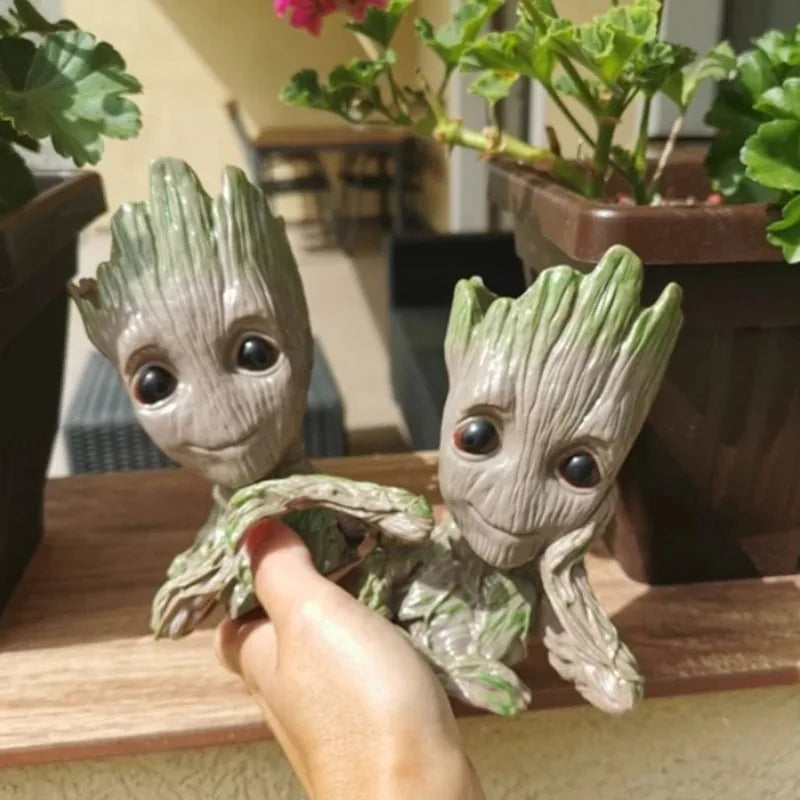 Figura decorativa de Groot (estilo dibujos animados) de 5 cm; adorno de escritorio tipo "hombre árbol" para oficina o decoración del hogar.