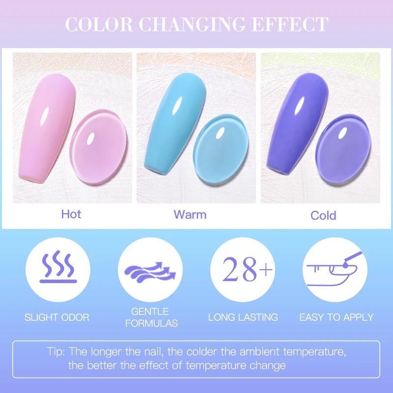 MEET ACROSS – Esmalte de uñas en gel térmico (cambia de color según la temperatura)