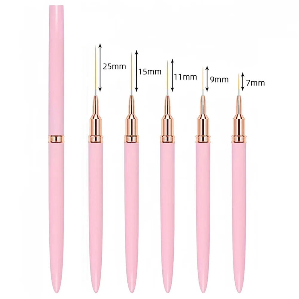 Juego de 5 pinceles alargados para decoración de uñas (nail art)