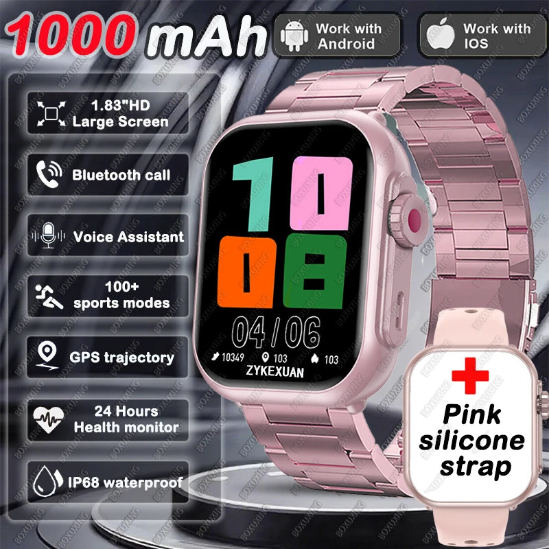 Nuevo smartwatch Xiaomi 2025 para hombre y mujer: pantalla táctil completa AMOLED HD de 1,85 pulgadas, resistencia al agua IP68 y llamadas por Bluetooth.