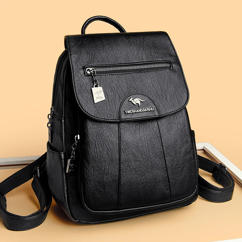 Mochila de mujer de cuero suave, estilo vintage, disponible en 5 colores