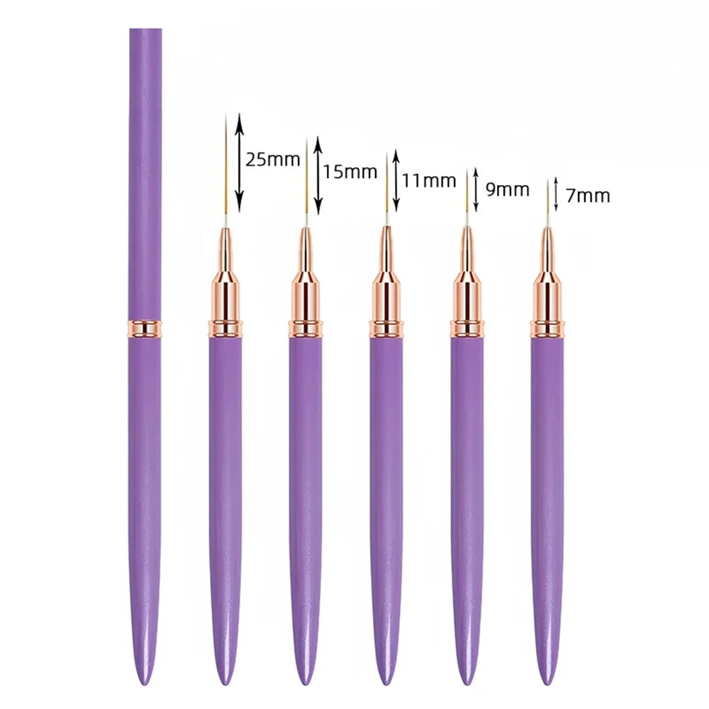 Juego de 5 pinceles alargados para decoración de uñas (nail art)