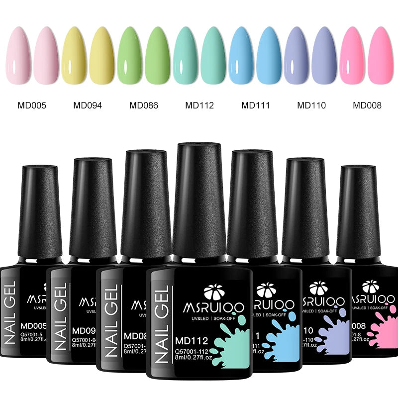Set de 7 esmaltes de gel para uñas: kit completo para manicura