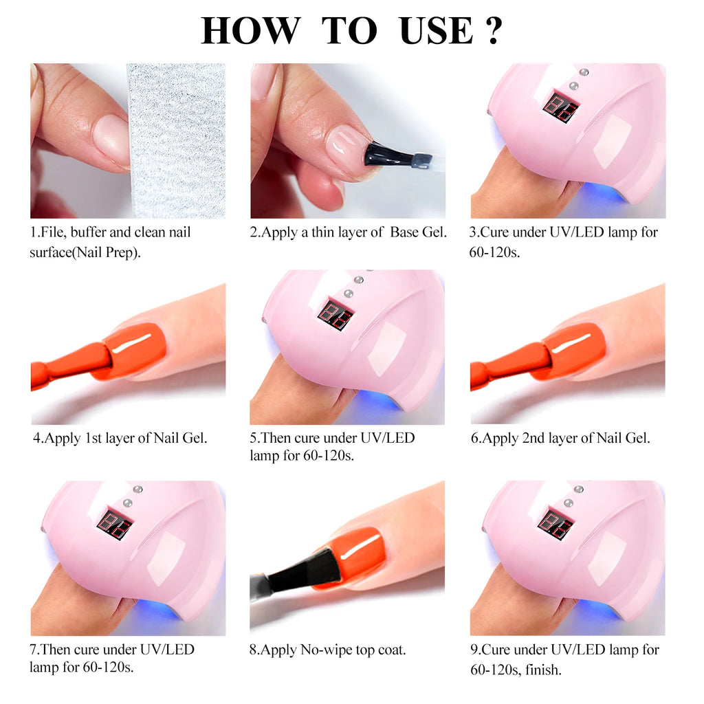 Set de 7 esmaltes de gel para uñas: kit completo para manicura
