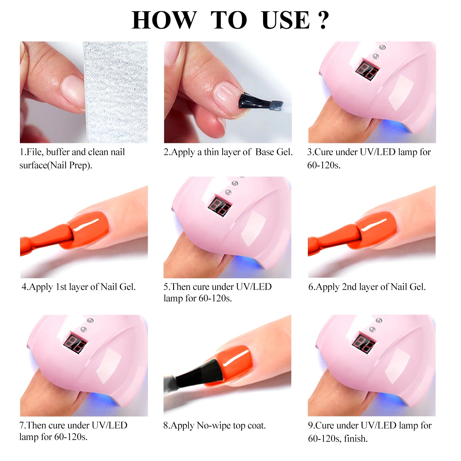 Set de 7 esmaltes de gel para uñas: kit completo para manicura