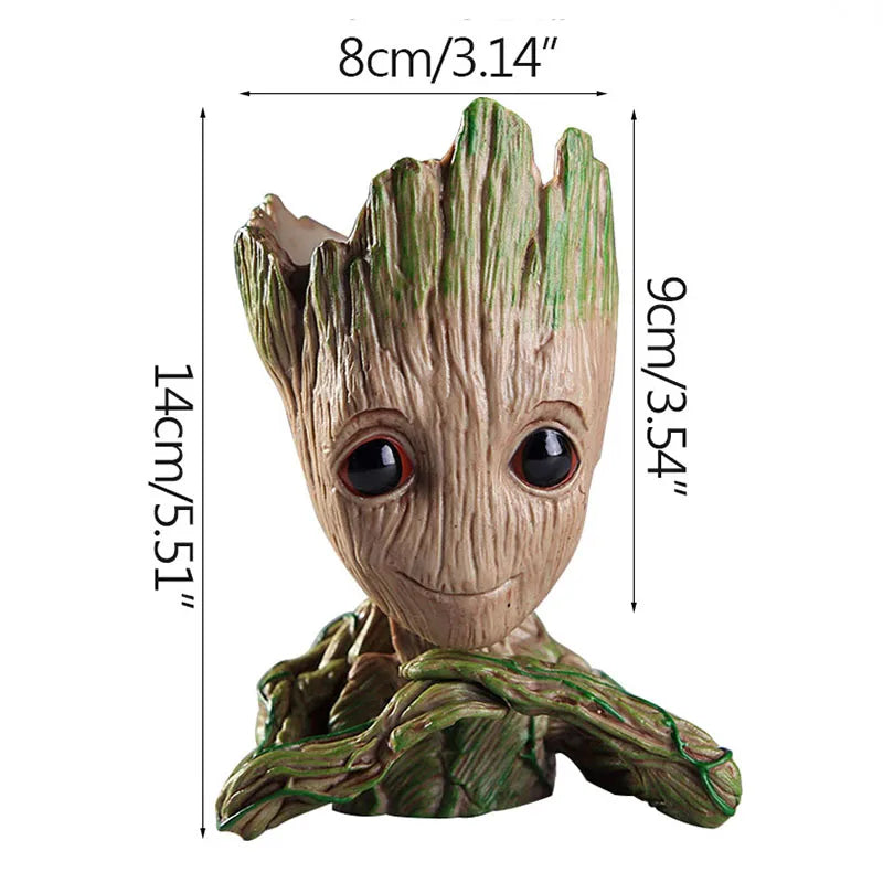 Figura decorativa de Groot (estilo dibujos animados) de 5 cm; adorno de escritorio tipo "hombre árbol" para oficina o decoración del hogar.