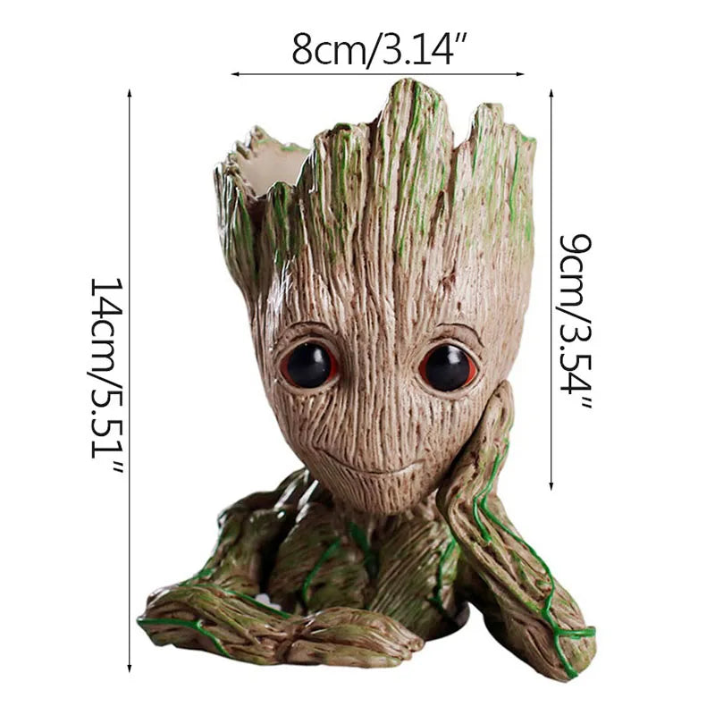 Figura decorativa de Groot (estilo dibujos animados) de 5 cm; adorno de escritorio tipo "hombre árbol" para oficina o decoración del hogar.