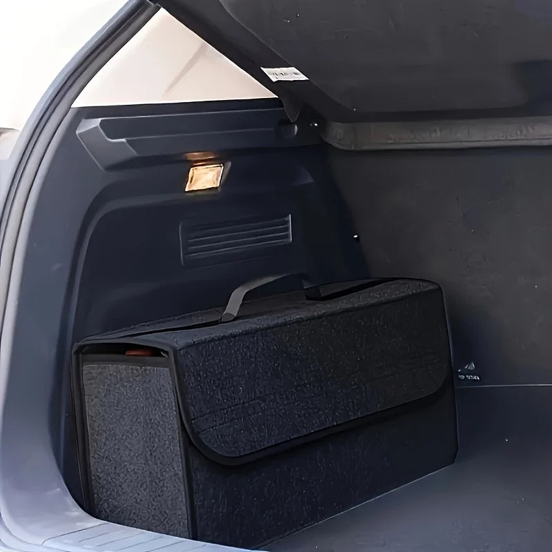 Organizador de maletero de coche (1 unidad): plegable, con asa ergonómica, para SUV, sedanes y camionetas; tejido resistente.