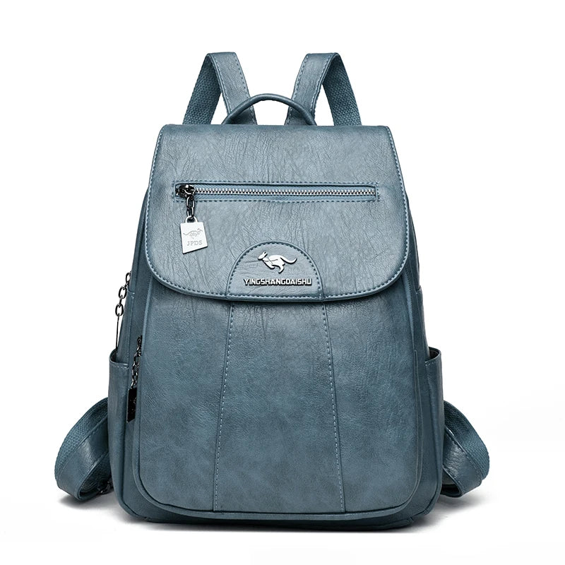 Mochila de mujer de cuero suave, estilo vintage, disponible en 5 colores