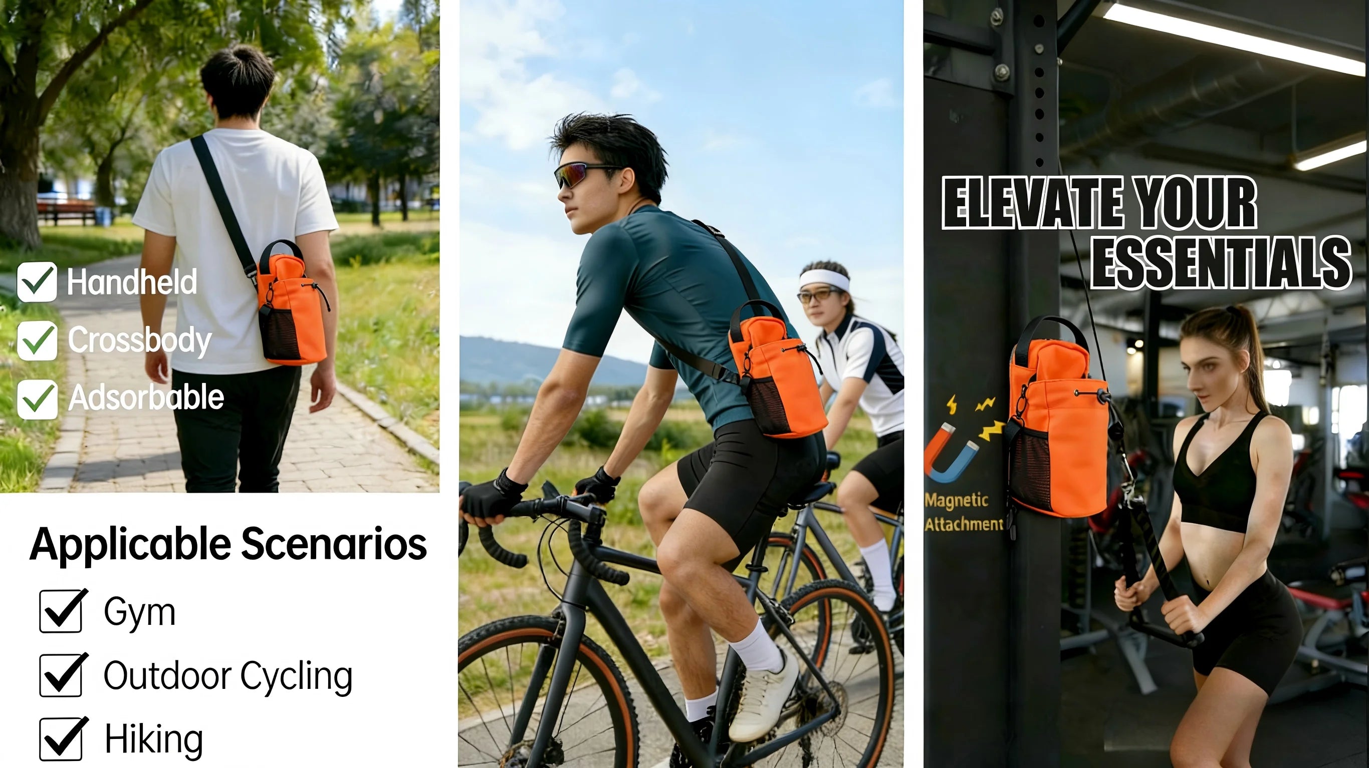 Funda naranja con imán potente para botella de agua de gimnasio