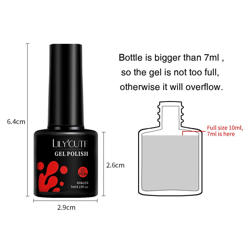 LILYCUTE Esmalte de gel para uñas de 7 ml (129 colores)