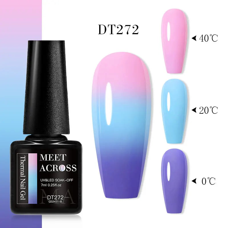 MEET ACROSS – Esmalte de uñas en gel térmico (cambia de color según la temperatura)