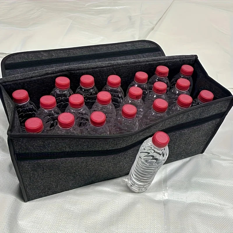 Organizador de maletero de coche (1 unidad): plegable, con asa ergonómica, para SUV, sedanes y camionetas; tejido resistente.