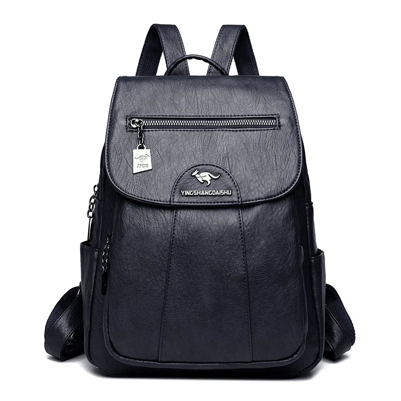 Mochila de mujer de cuero suave, estilo vintage, disponible en 5 colores