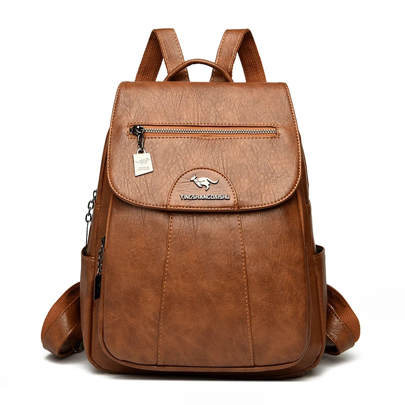 Mochila de mujer de cuero suave, estilo vintage, disponible en 5 colores