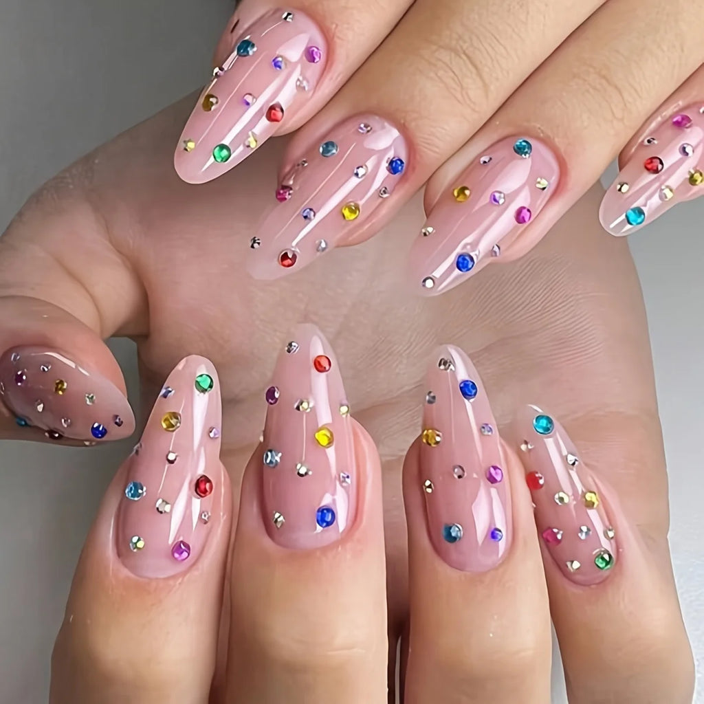 Set de 12 compartimentos con pedrería brillante para uñas: