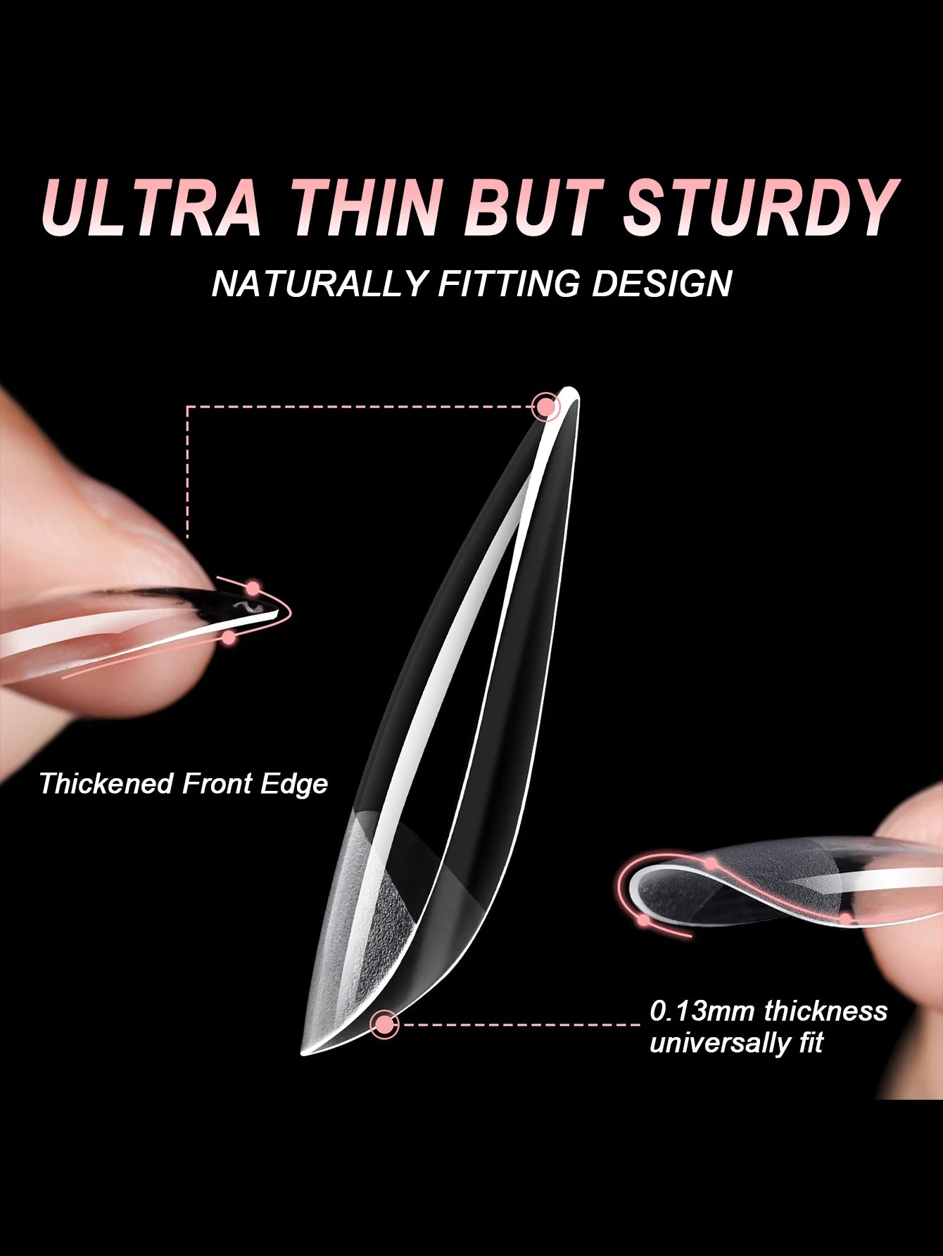 100/320/600 unidades de tips para uñas forma almendra corta de gel suave (soft gel);
