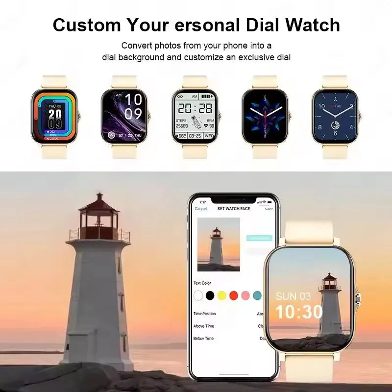 Smartwatch Deportivo con llamadas Bluetooth, Monitor de Salud y Notificaciones.
