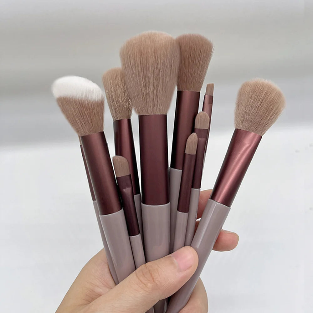 Juego de 13 Uds de brochas de maquillaje, base para sombra de ojos, brocha cosmética para mujer, sombra de ojos, colorete, bolsa de herramientas de maquillaje suave de belleza