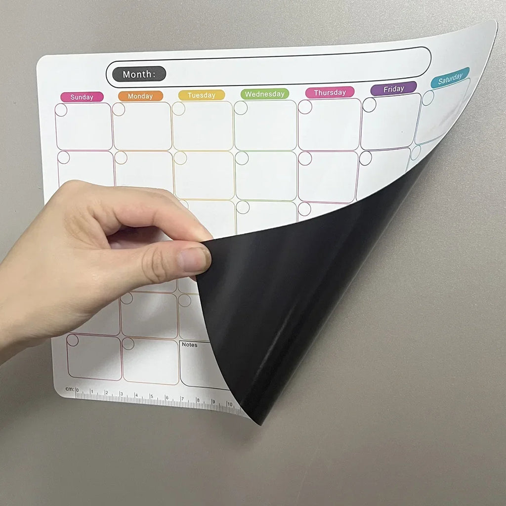 Imán para refrigerador, planificador mensual y semanal, adhesivo de calendario magnético, nota magnética flexible, pizarra de mensajes.