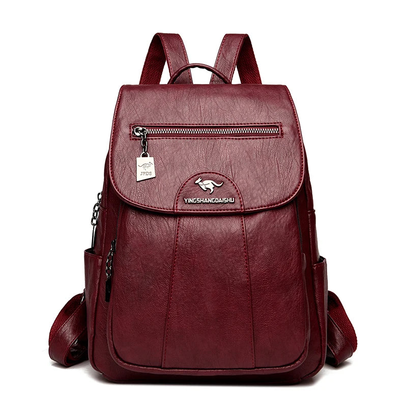Mochila de mujer de cuero suave, estilo vintage, disponible en 5 colores