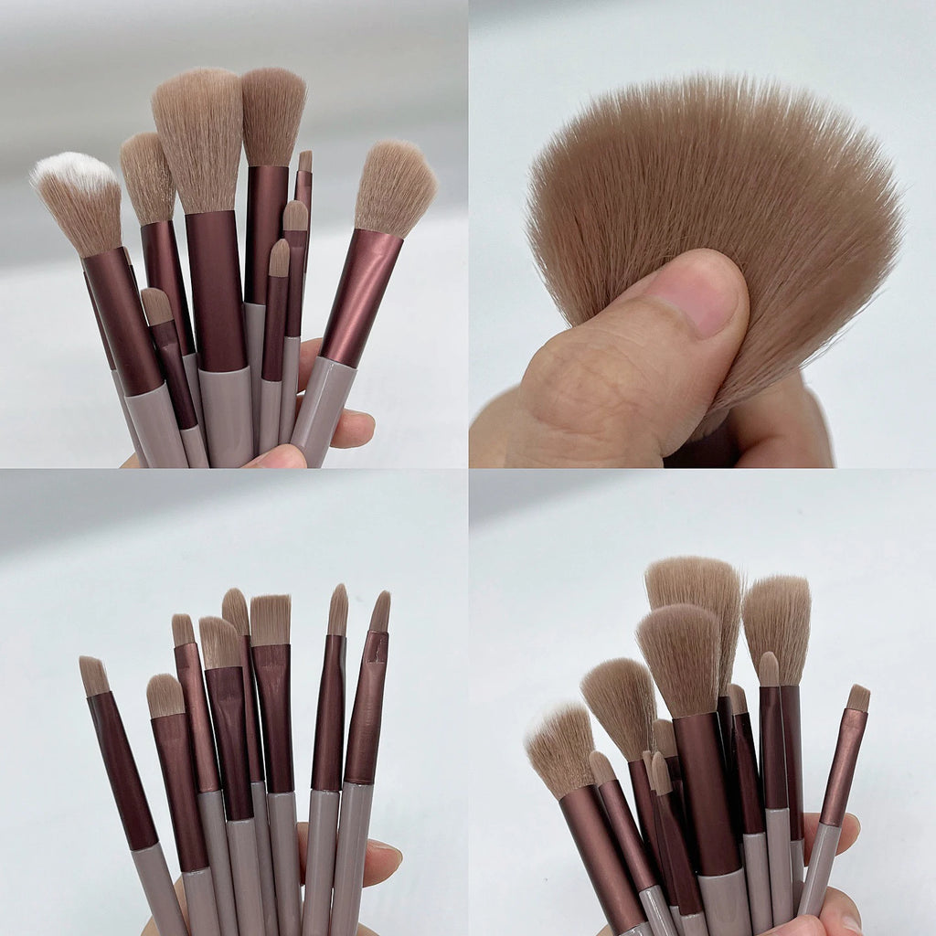 Juego de 13 Uds de brochas de maquillaje, base para sombra de ojos, brocha cosmética para mujer, sombra de ojos, colorete, bolsa de herramientas de maquillaje suave de belleza