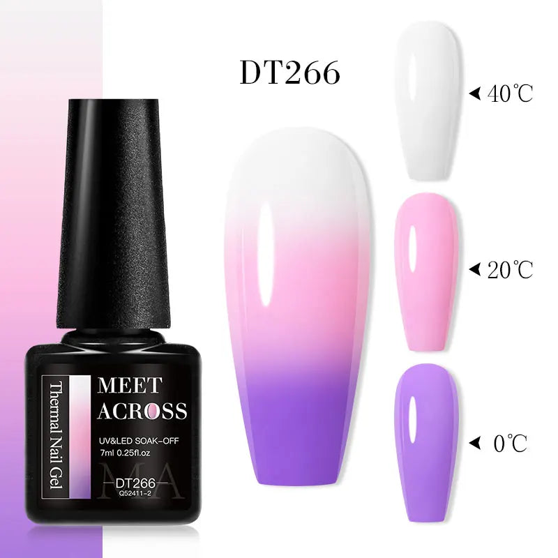 MEET ACROSS – Esmalte de uñas en gel térmico (cambia de color según la temperatura)