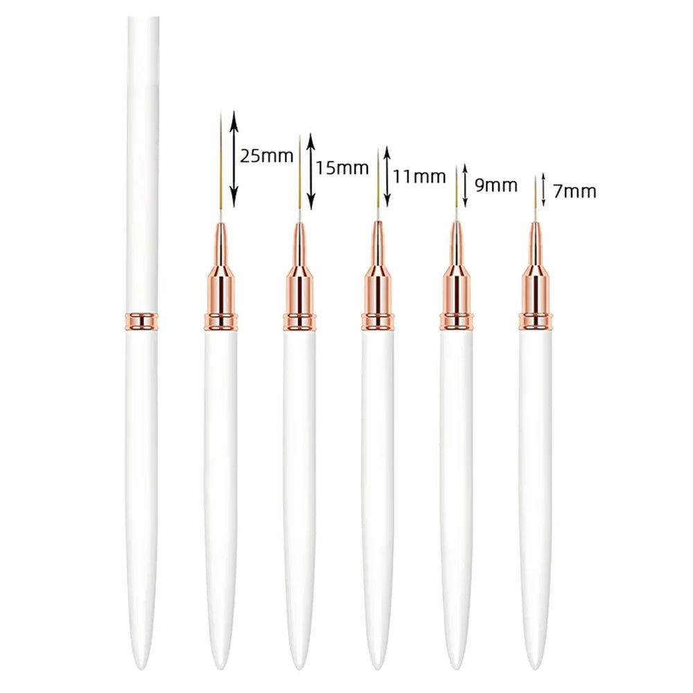 Juego de 5 pinceles alargados para decoración de uñas (nail art)